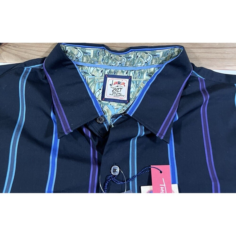Jerry J. Garcia Black Blue Purple Striped Button Down Shirt Men's 2XLT - NEW! - Picture 7 of 10